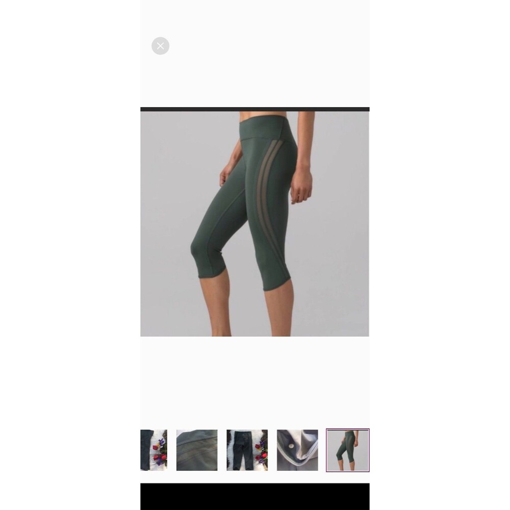 Lululemon Sunsetter Cropped Tights Olive Sage Green size 10 Women's.  18